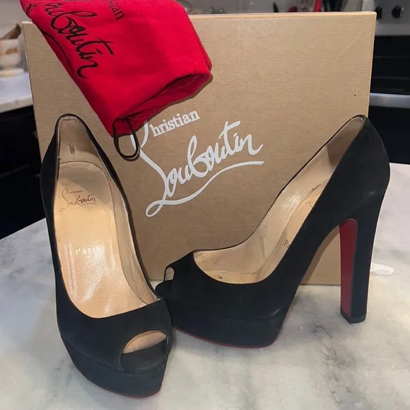Christian louboutin thick heel deals